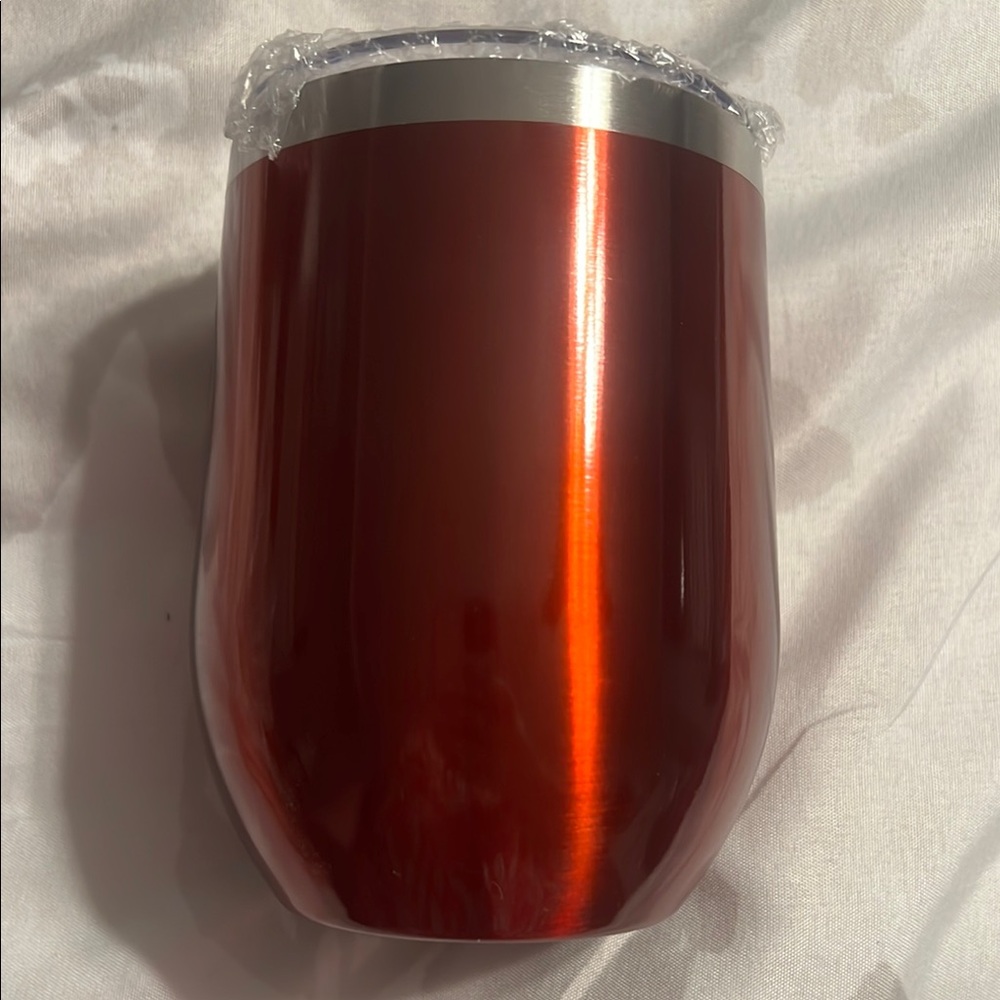 NWOT Burgundy Stainless Steel Wine Tumbler With Straw and Cleaning Brush